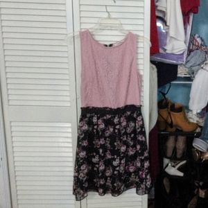 A pink lace and floral dress